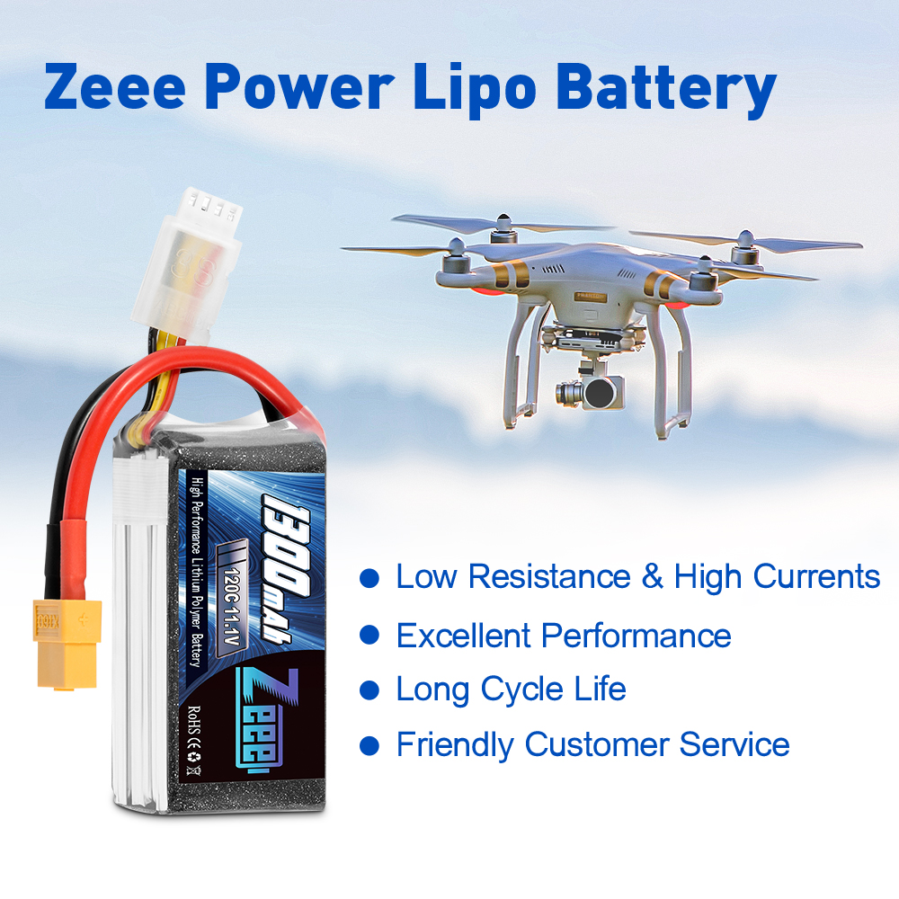 11.1V 120C 1300mAh soft pack with XT60