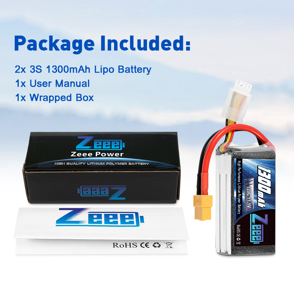 11.1V 120C 1300mAh soft pack with XT60