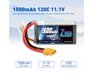 11.1V - 11.1V 120C 1500mAh soft pack with XT60