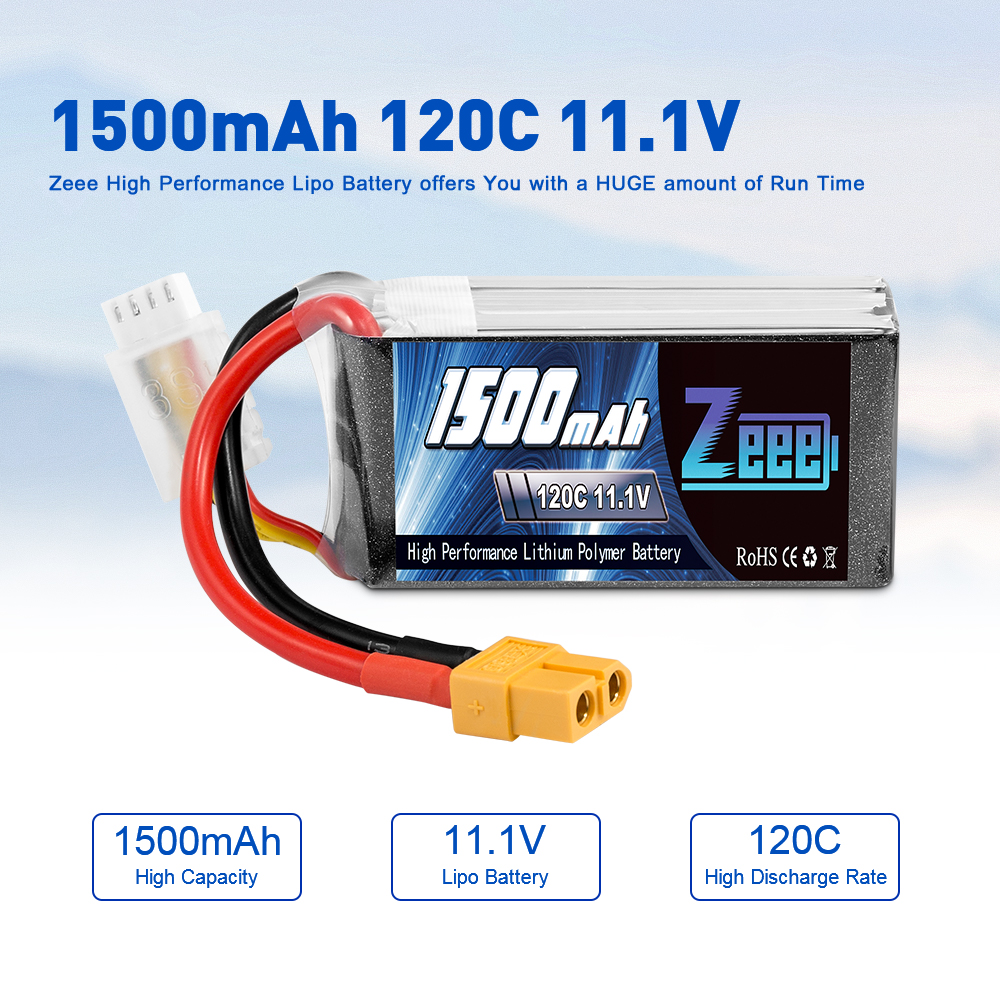 11.1V 120C 1500mAh soft pack with XT60