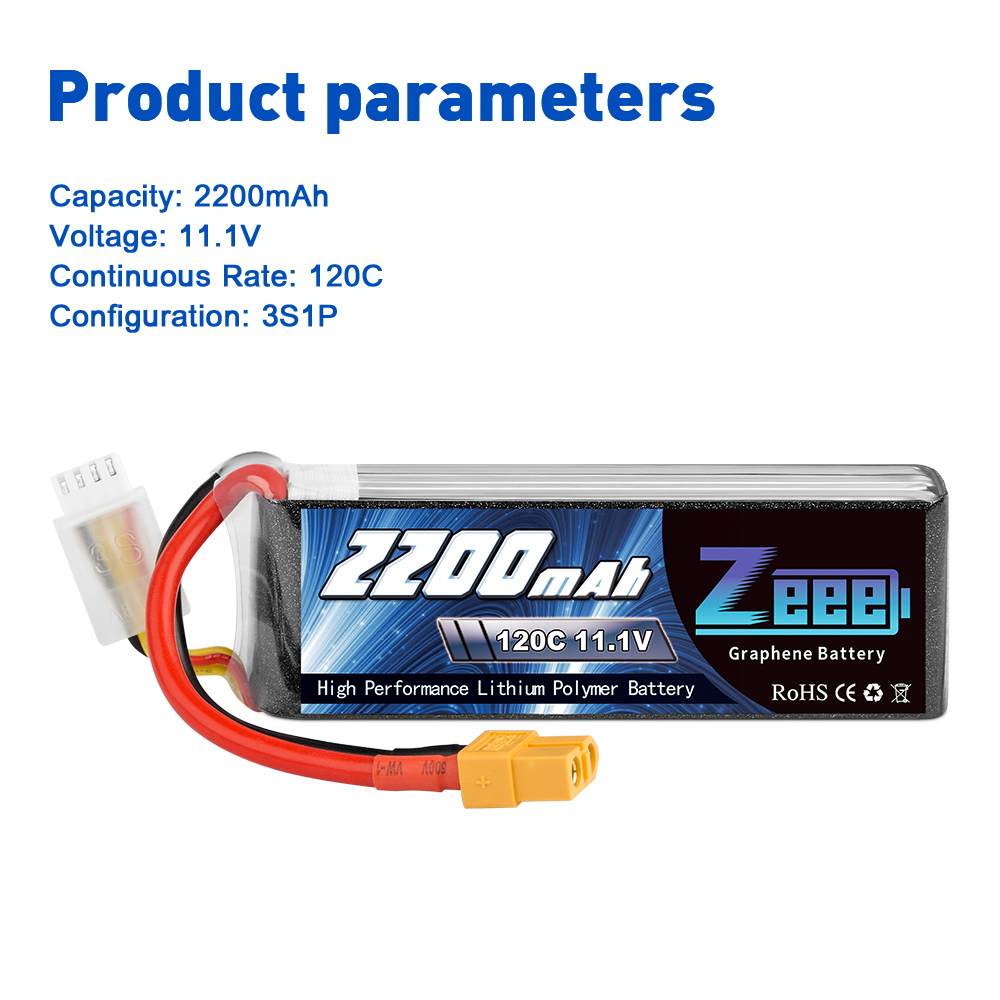 11.1V 120C 2200mAh soft pack with XT60