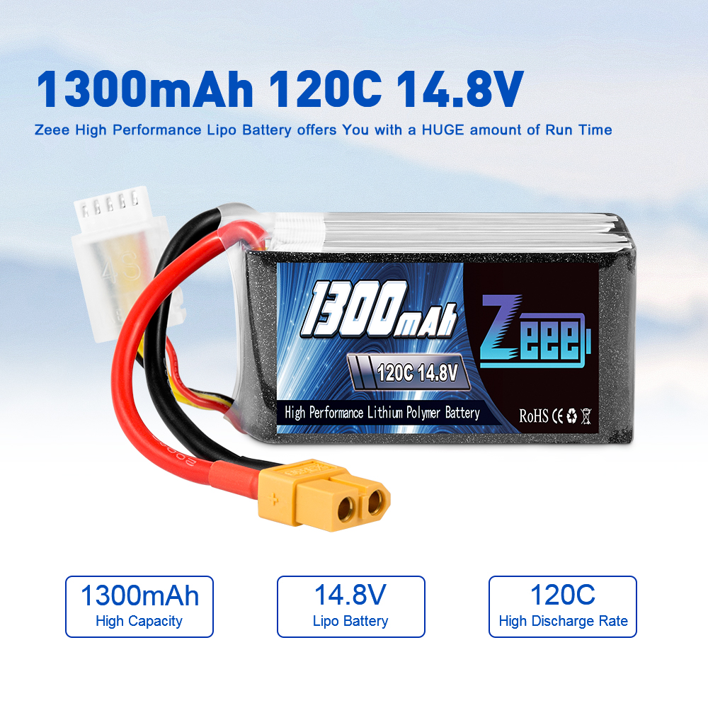 14.8V 120C 1300mAh soft pack with XT60