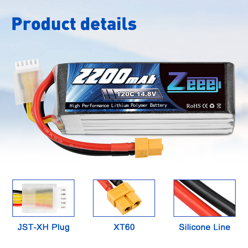 14.8V 120C 2200mAh soft pack with XT60