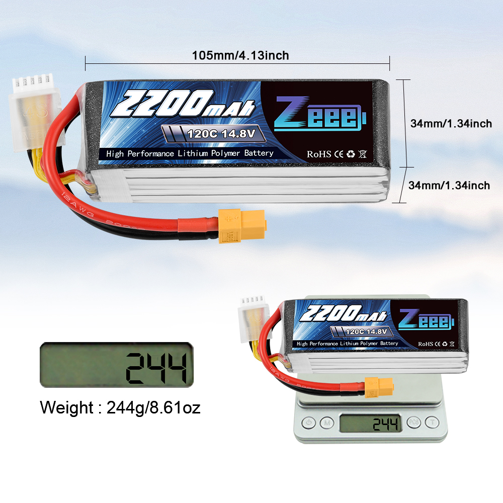 14.8V 120C 2200mAh soft pack with XT60