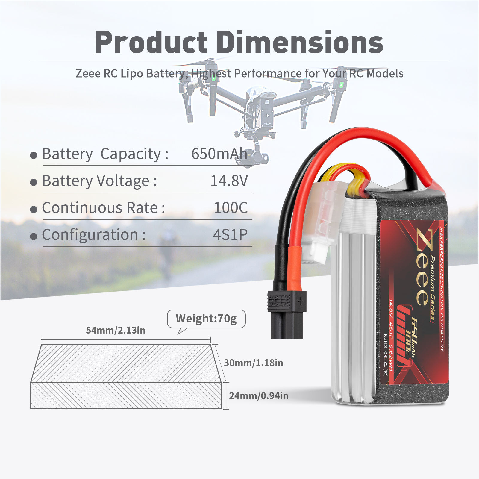 650mah 100C 14.8V soft pack with XT30