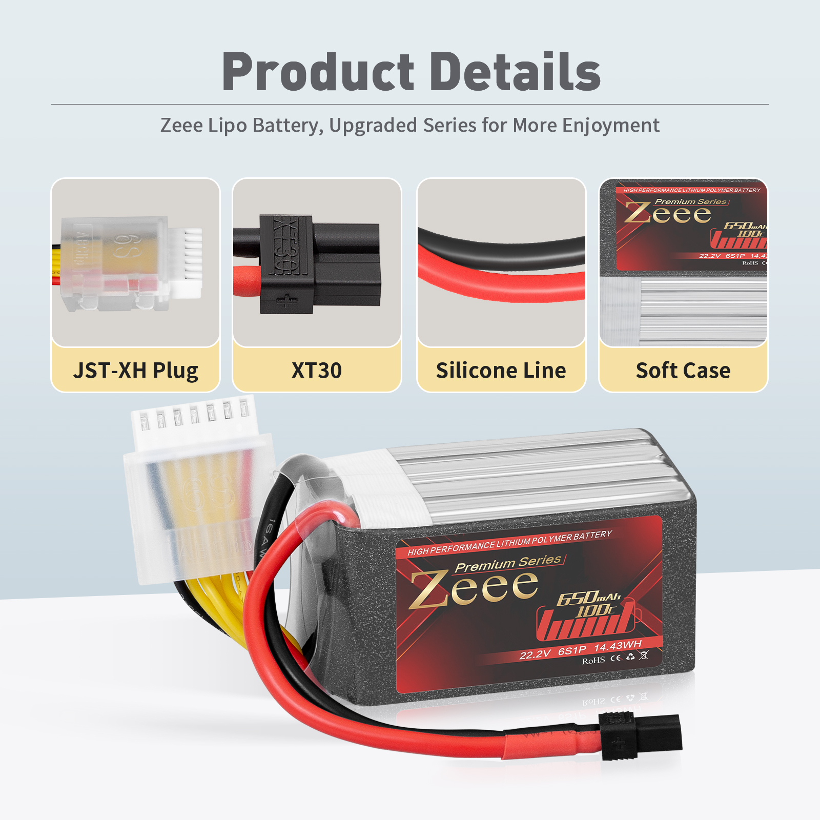 650mah 100C 22.2V soft pack with XT30