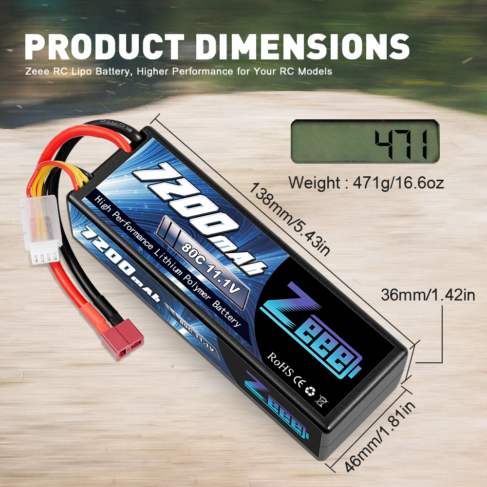 11.1V 80C 7200mAh Deans