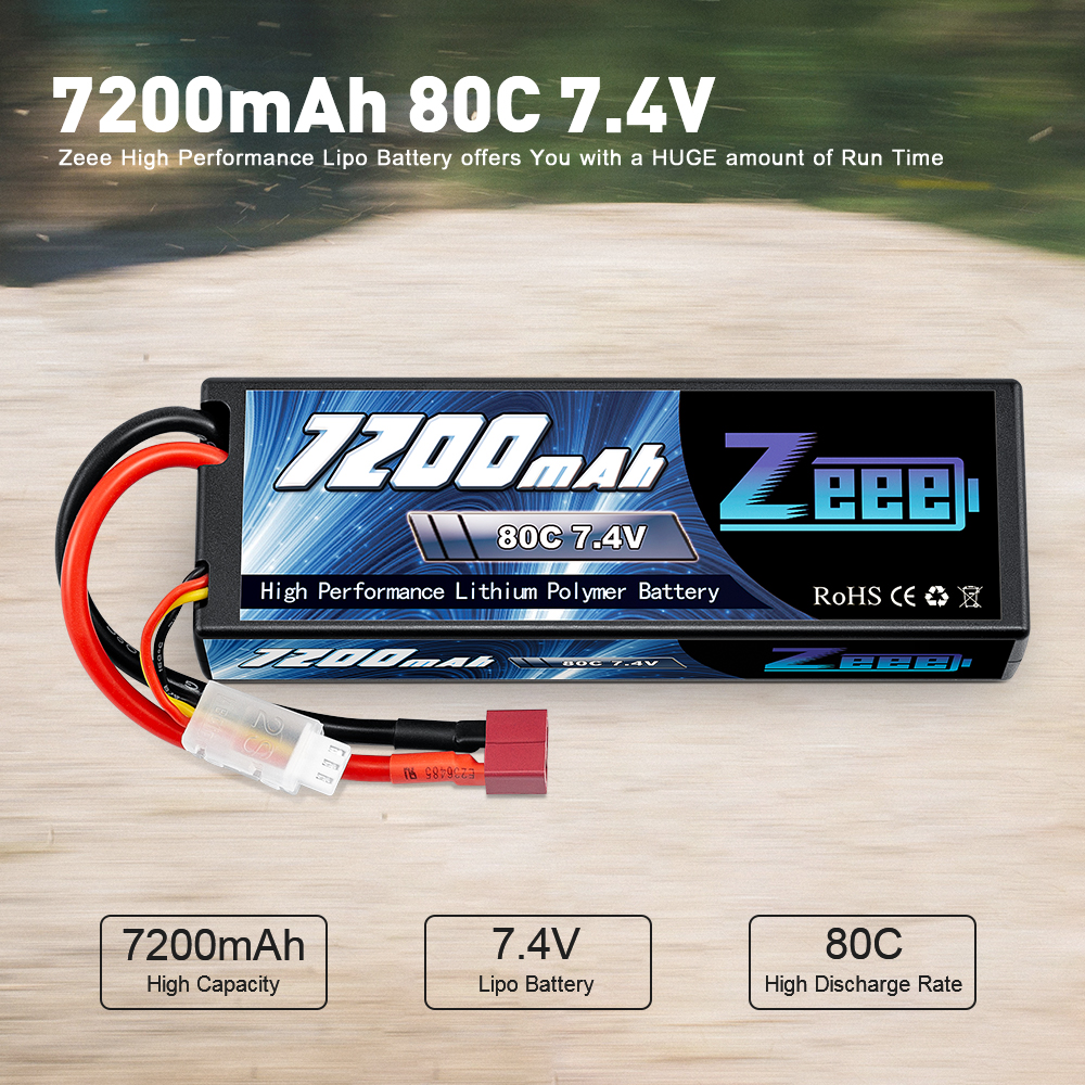 7.4V 80C 7200mah hard case with Deans