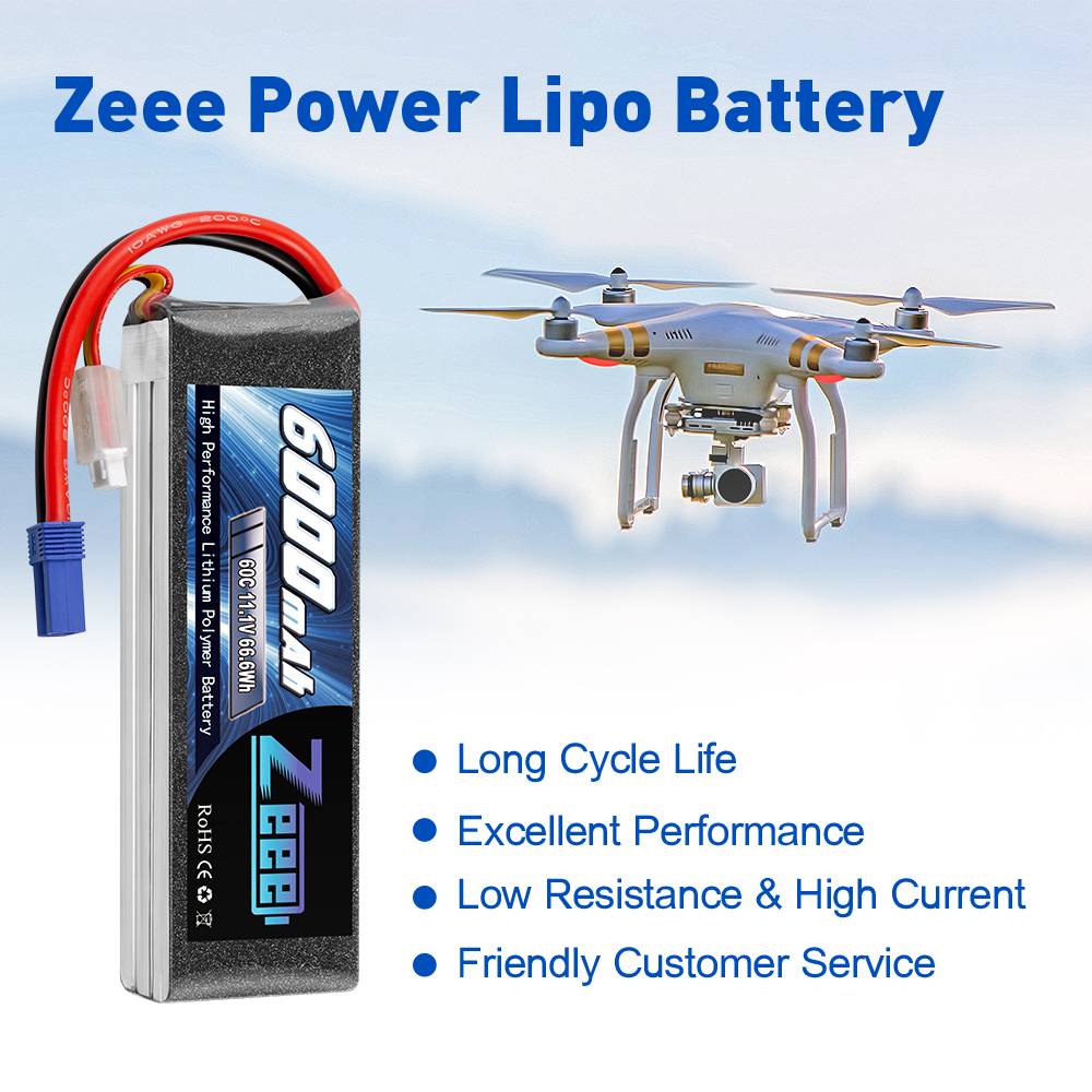 11.1V 60C 6000mAh soft pack with EC5