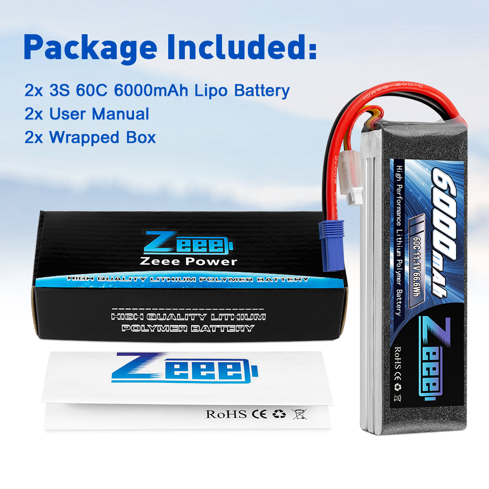 11.1V 60C 6000mAh soft pack with EC5