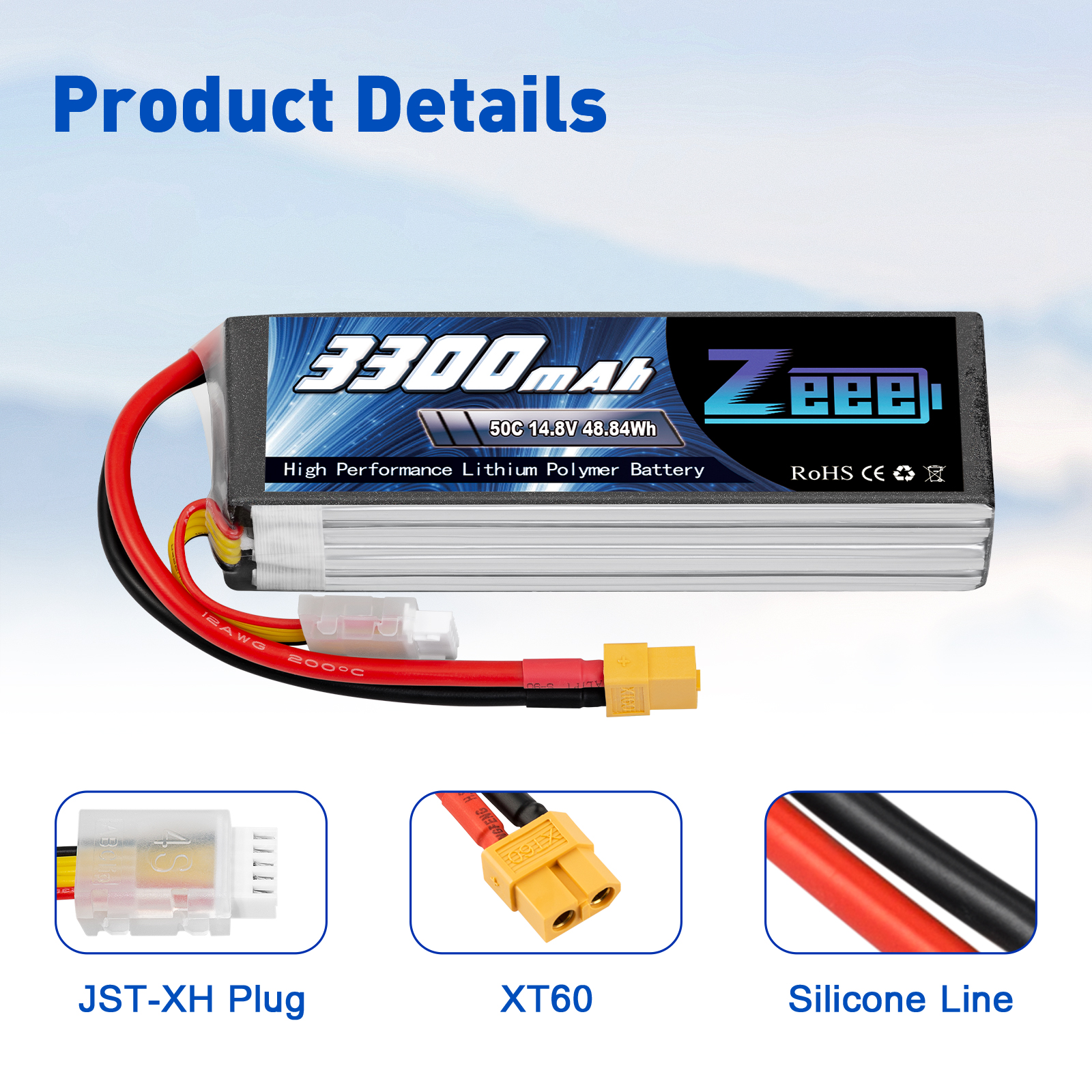 14.8V 50C 3300mAh soft pack with XT60