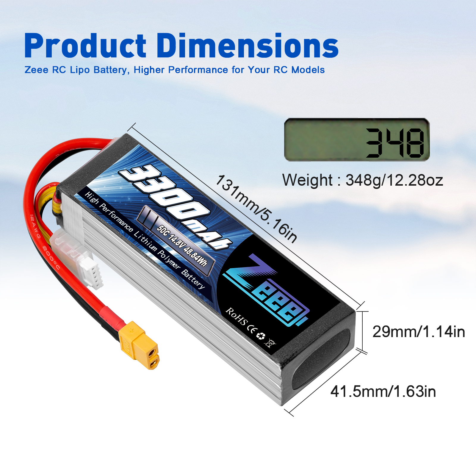 14.8V 50C 3300mAh soft pack with XT60