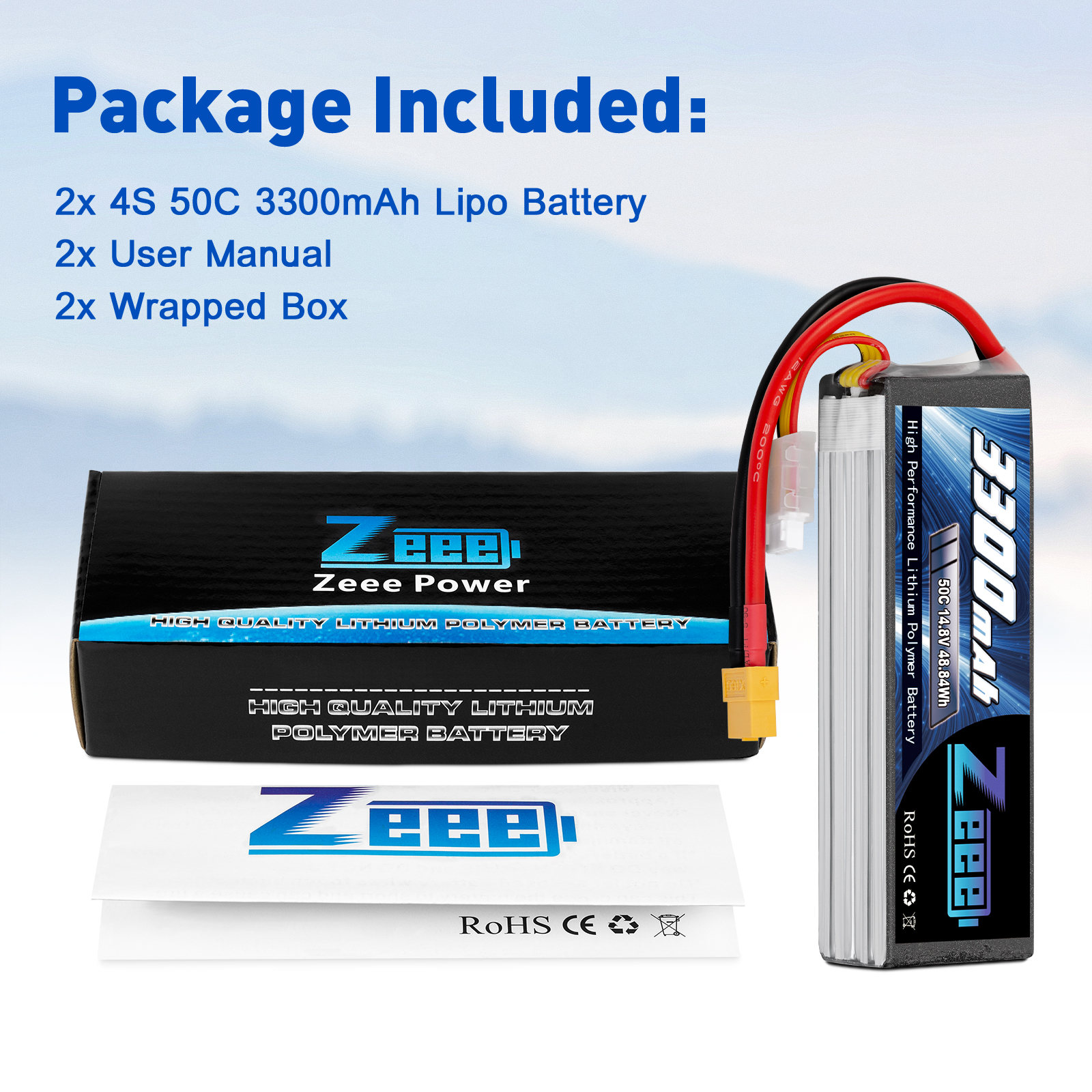 14.8V 50C 3300mAh soft pack with XT60