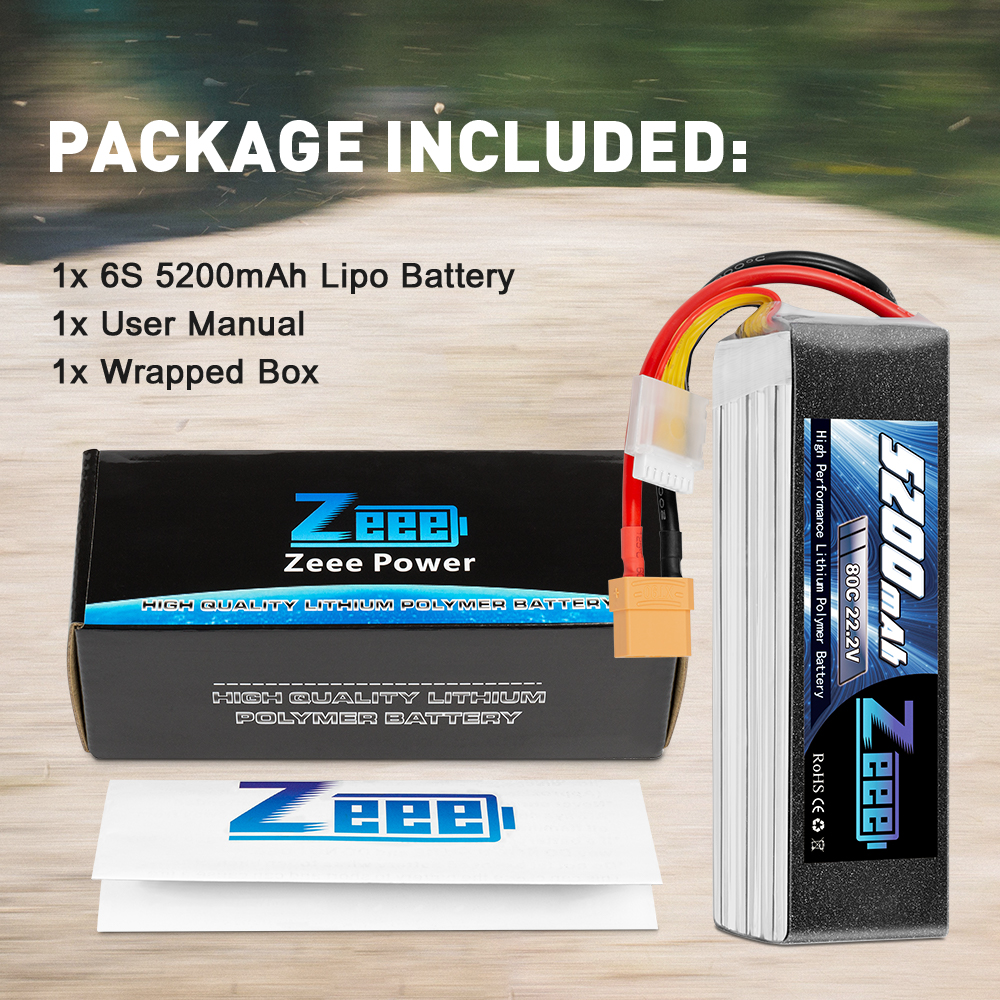 22.2V 80C 5200mAh soft pack with XT90