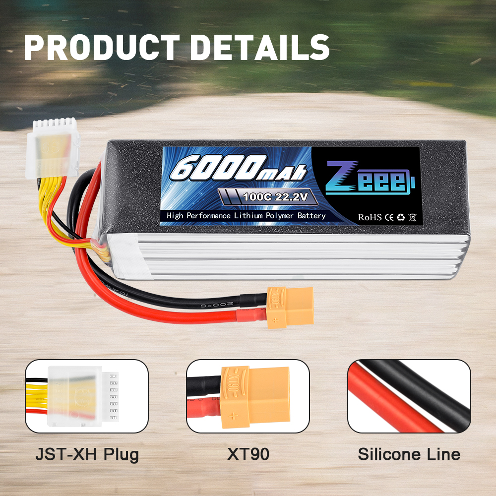 22.2V 100C 6000mAh soft pack with XT90