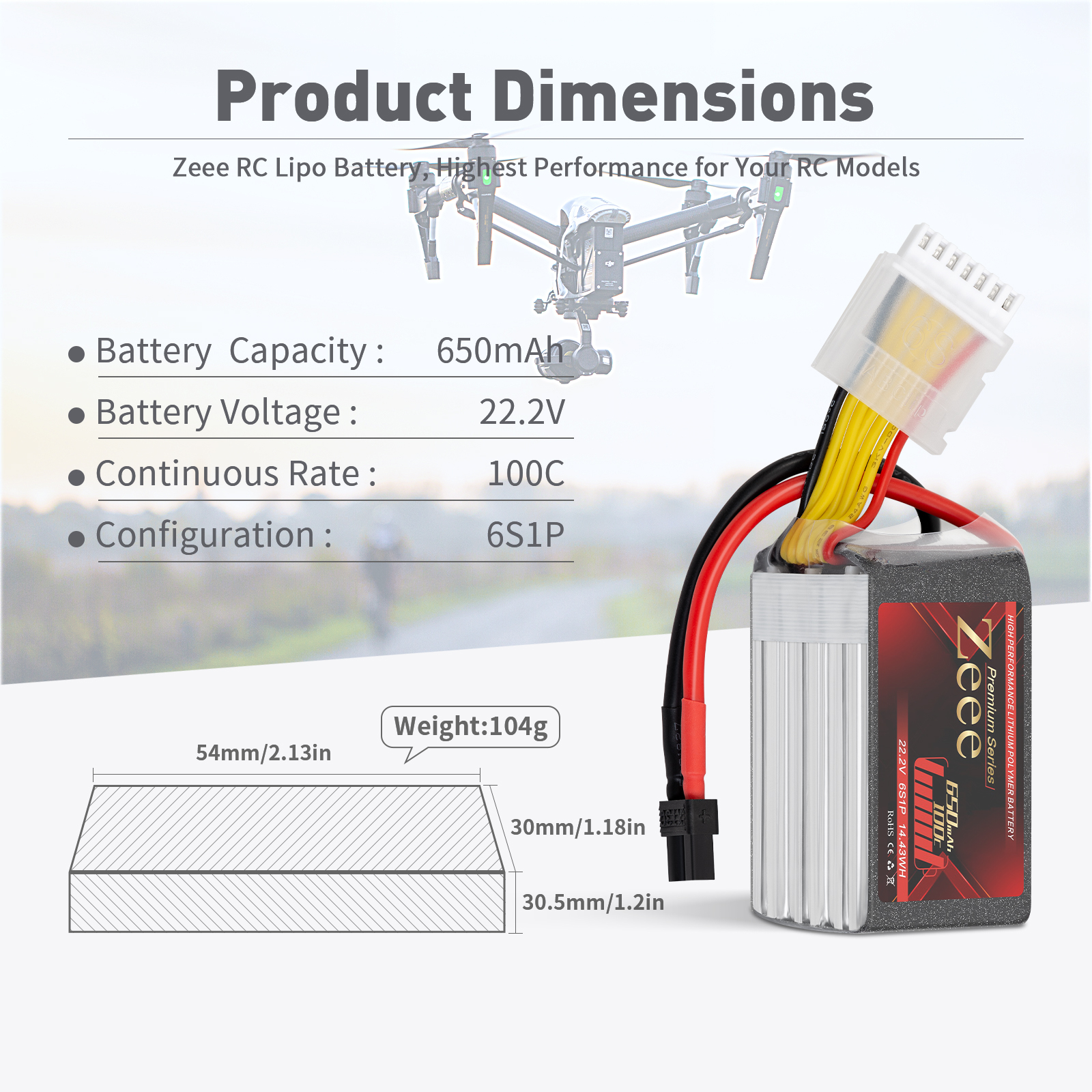 650mah 100C 22.2V soft pack with XT30