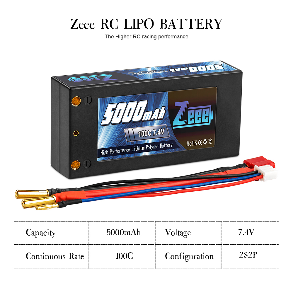 7.4V 100C 5000mah shorty pack