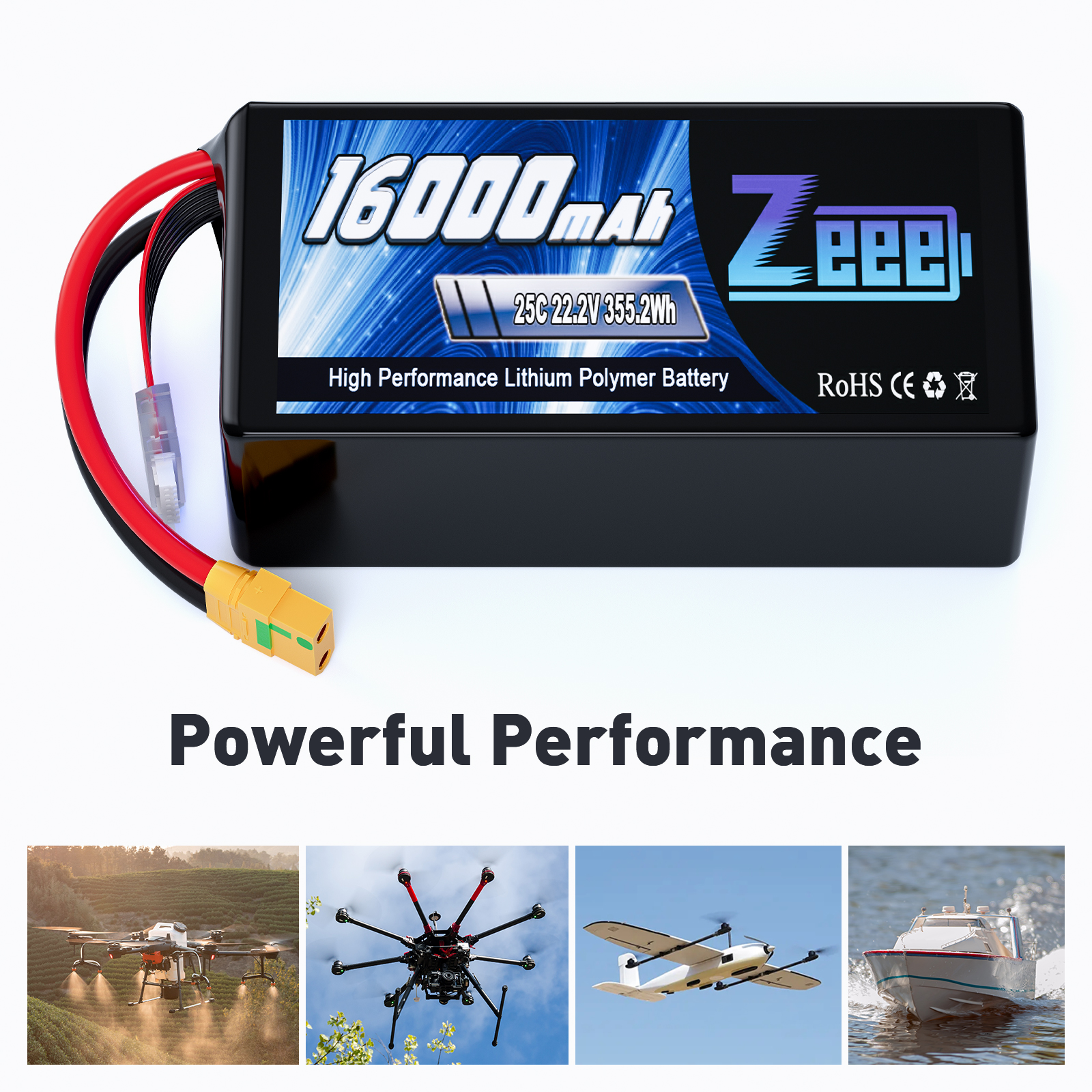 Zeee 6S 16000mAh 25C 22.2V Agricultural UAV Lipo Battery for drone